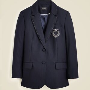 J. Crew Collection Relaxed Blazer with Crest Embellishment